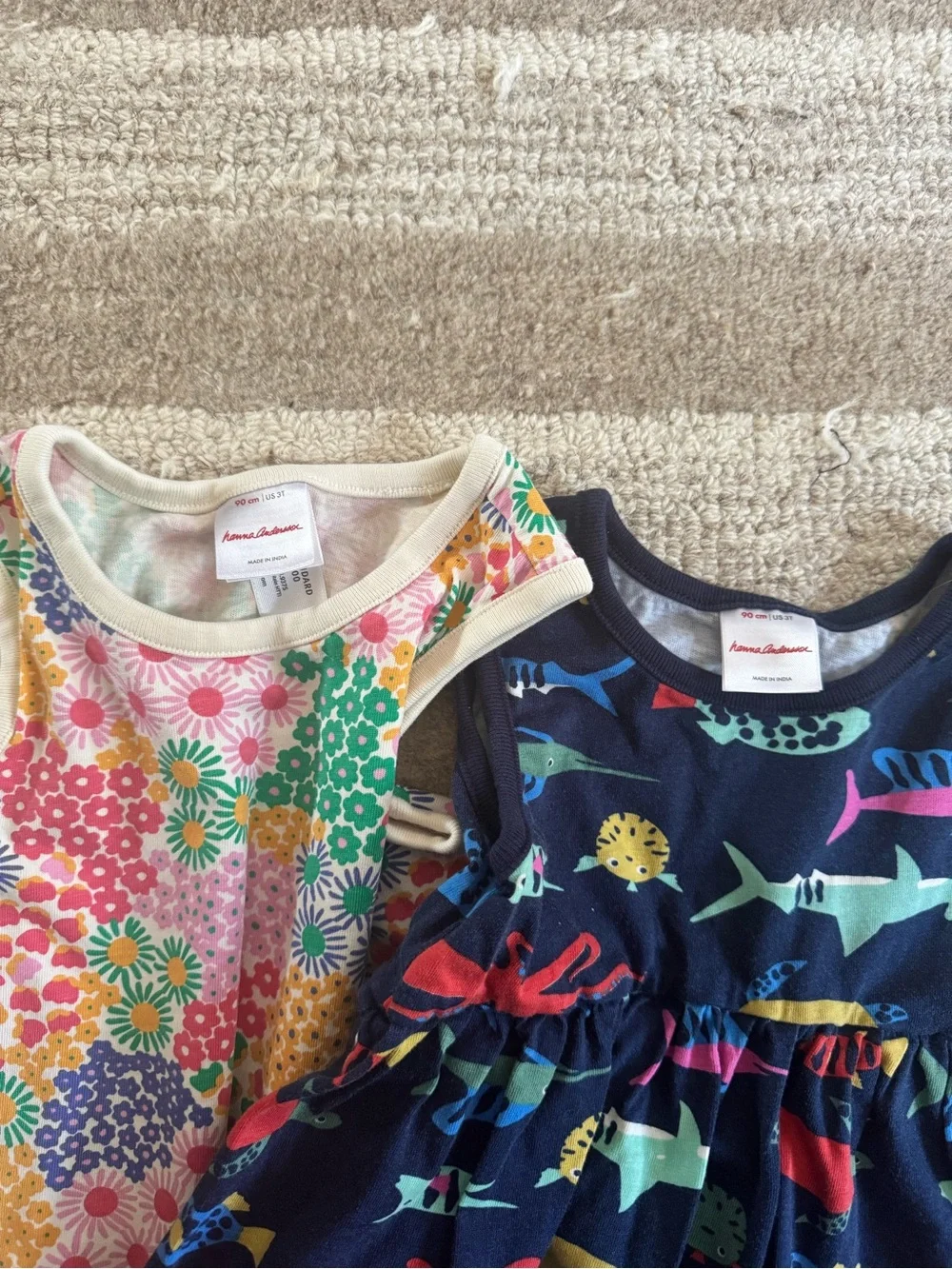 Toddler Floral & Ocean Tank Dress Duo - Colorful Multi & Navy Fish